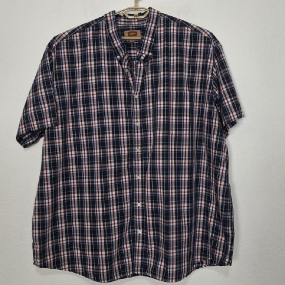 The Foundry Supply Co Navy Red & White Plaid Button Down Casual Shirt 4XLT